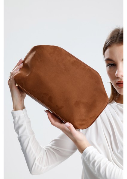 Kadın Taba Kahve Süet Clutch El Çantası fiyatları