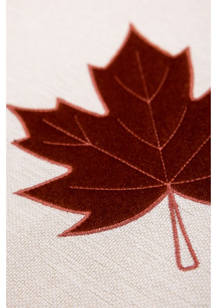 Kadife Nakışlı Kalın Keten Runner ve 6'lı Amerikan Servis Takımı | Lüks Sofra Takımı 35X180 RUNNER+30X45 Servis