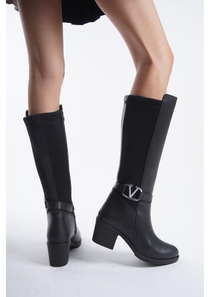 Kadın Virona Tokalı Dalgıç Kumaş Çizme Siyah modelleri