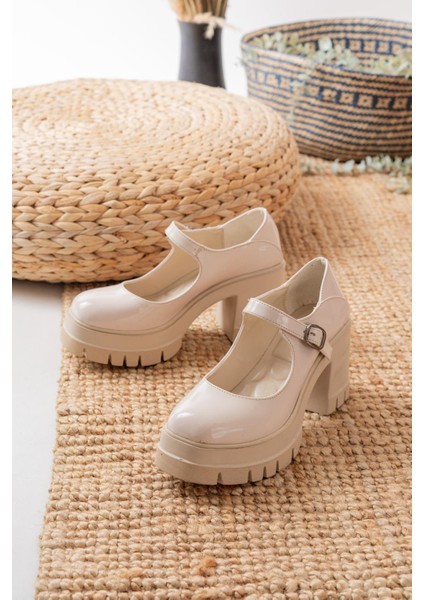 Kadın Tek Baletli Loafer Model Topuklu Ayakkabı Krem fırsatları