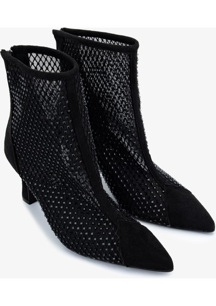 Kadın Hakiki Deri Siyah Topuklu Bot 735 8750 Bn Bot SK25-26 Sıyah Fıle fiyatları