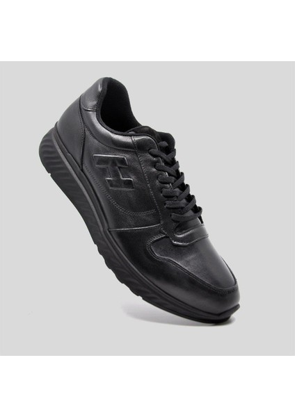 Hakiki Deri Siyah Sneaker Kışlık Ayakkabı 9786 100