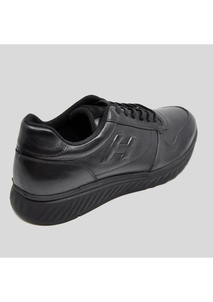 Hakiki Deri Siyah Sneaker Kışlık Ayakkabı 9786 100