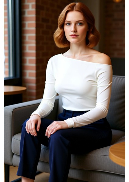 Moda Kayık Yaka Örme Slim Çizgili Desen Casual Günlük Regular Uzun Kol Bluz fırsatları