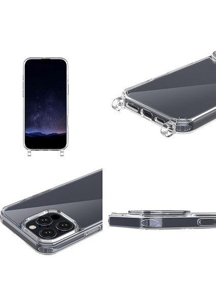 16 Pro Max Kılıf Köşe Korumalı Şeffaf Silikon Boyun ve Omuz Askılı Ipli Telefon Çantası Ipi indirimleri