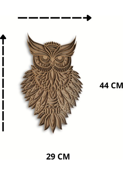 Bohem Ev Dekoru Baykuş Temalı Ahşap Duvar Dekoru Baykuş Duvar Süsü Natürel Ham Ahşap Katmanlı Dekoru
