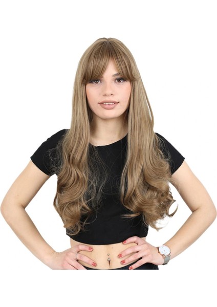 Kahküllü Uzun Dalgalı Fiber Sentetik Peruk - Bebek Kumralı fiyatları
