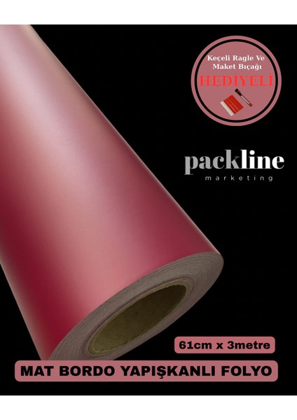 Mutfak Tezgah Dolap Mobilya ve Kaplama Folyosu Mat Bordo 61CMX3M