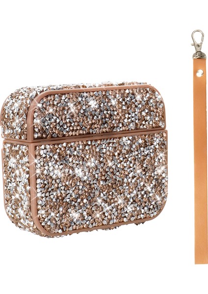 Apple Airpods Pro 1. / 2. Nesil ile Uyumlu Kılıf Şık Simli Şeffaf Bilek Askı Aparatlı Case 45