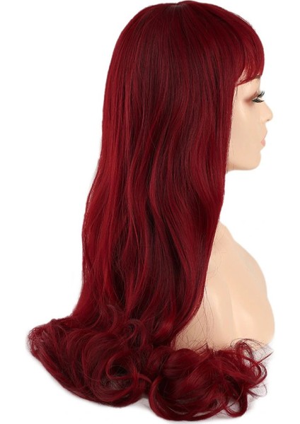 Kahküllü Uzun Dalgalı Fiber Sentetik Peruk - Kızıl modelleri