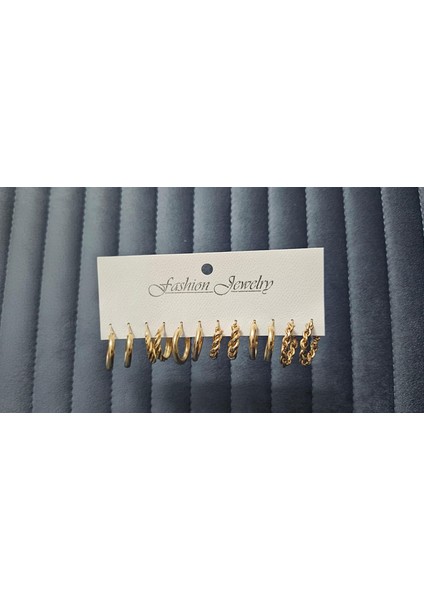 “altın Iz” Halka 12’li (6 Çift) Küpe Seti – Zarafetin Ince Dokunuşu