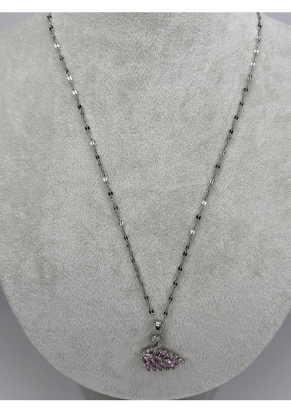 Pembe Taşlı Silver Kuğulu Kolye fiyatları