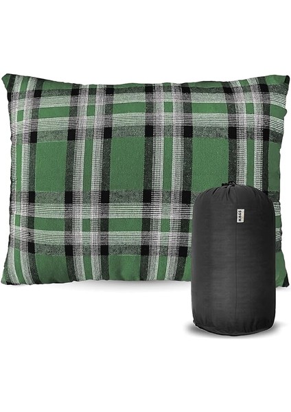 Kamp Yastığı, Seyahat Yastığı, Silikon Elyaf Dolgulu Hafif Küçük Yastık, Orta Sertlikte, Nefes Alabilir Kılıf, Kamp, Uçak ve Araba Yolculuk Için Ideal 30X45CM Flanel Yeşil fiyatları