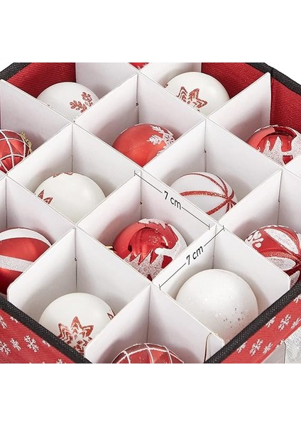 Saklama Kutuları, 3'lü Set, Katlanır Kutular, Kutu Başına 64 Küçük Bölme, Esnek Ayırma Duvarları, 30,5 x 30,5 x 30,5 Cm, Kırmızı, Kar Tanesi Desenli RFB029R01 modelleri