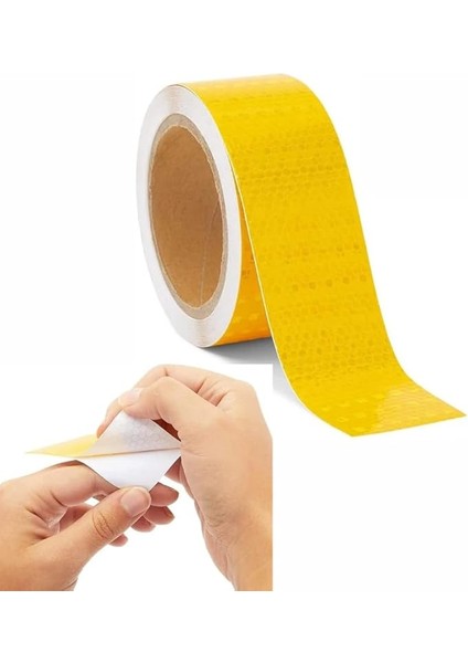Sarı Tüvtürk Onaylı Reflektör Fosforlu Şerit Bant Petekli Reflektif Bant 5cm x 1m KRCNM216