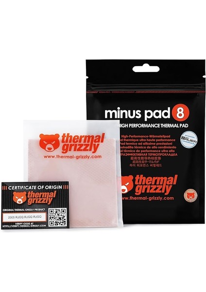 Grizzly Minus Pad 8 Isı Iletken Macunu 8 W/m·k - Isı Iletken Macun (100 Mm, 100 Mm, 0,5 Mm, -100-250 °c)