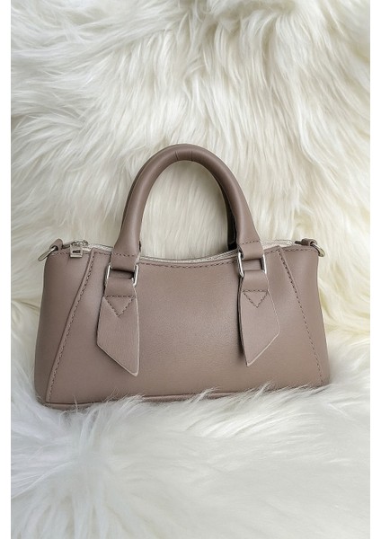 Bej Suni Deri El ve Omuz Kadın Çanta