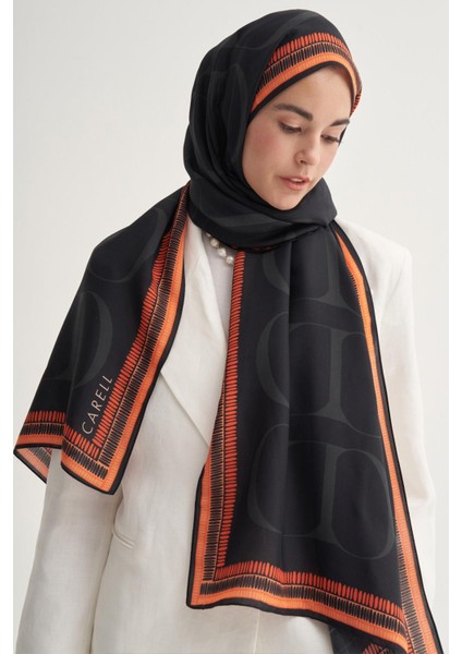 Side Monogram Floş Şal Siyah