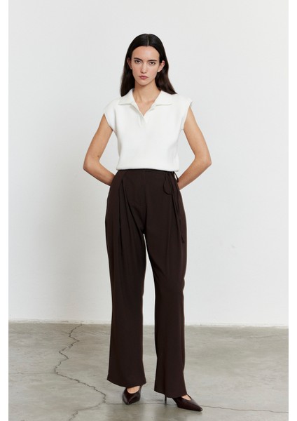 Yandan Bağlamalı Palazzo Pantolon Acı Kahve fiyatları
