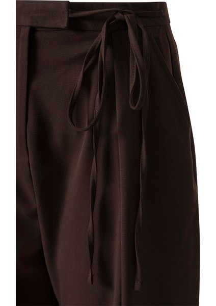 Yandan Bağlamalı Palazzo Pantolon Acı Kahve indirimleri