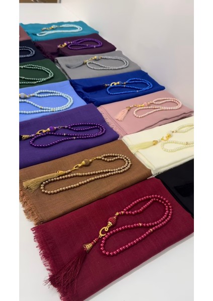 20 Adet Açık Mavi Hediyelik Kutulu Örtü, Tesbih ve Taşlı Zikirmatik Seti, Umre Hac Hediyesi fiyatları