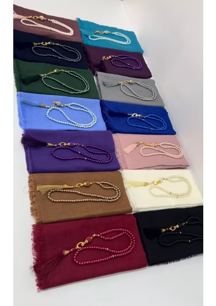 20 Adet Açık Mavi Hediyelik Kutulu Örtü, Tesbih ve Taşlı Zikirmatik Seti, Umre Hac Hediyesi fırsatları