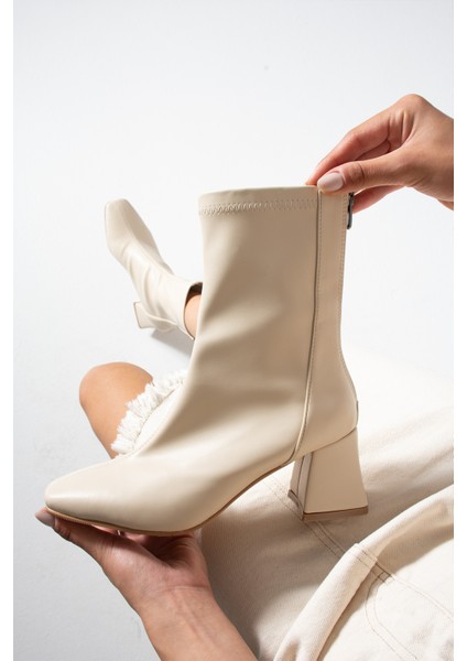 Alvis Ekru Renkli Kalın Topuk Streç Kadın Bot fırsatları