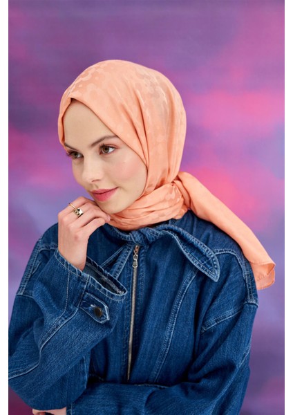 Çiçek Desen Jakar Italyan Ipekli Şal Somon modelleri