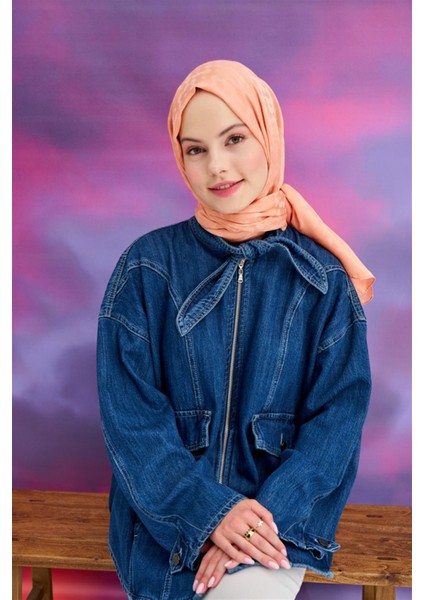 Çiçek Desen Jakar Italyan Ipekli Şal Somon fırsatları