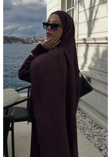 Şuranur Bilgin'in Tercihi Floral Monogram Floş Şal Mürdüm