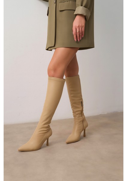 Cristina Ten Renkli Lux Strech Sivri Burunlu Ince Topuklu Kadın Çizme modelleri