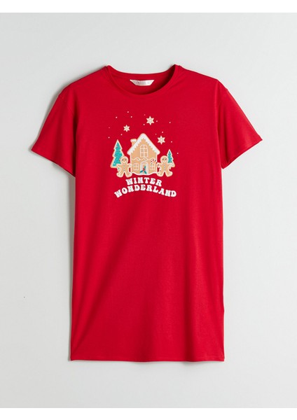 Yeni Sezon Bisiklet Yaka Yılbaşı Temalı Kadın Gecelik indirimleri