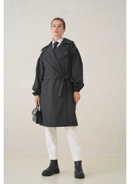 Su Geçirmez Kruvaze Yaka Sık Dokuma Kadın Trençkot fırsatları