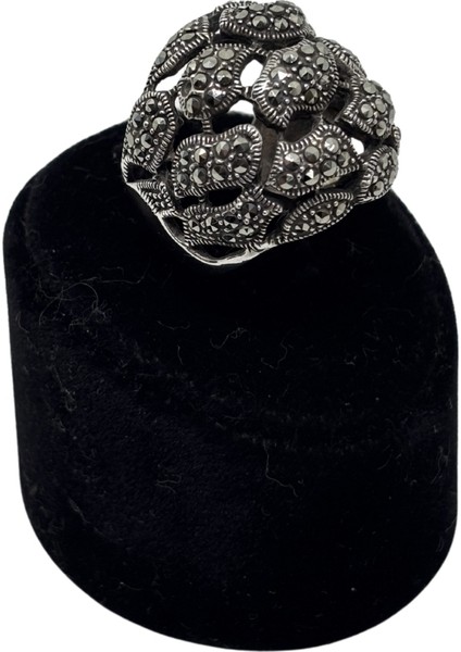 Markazit Taşlı Kubbe Gümüş Kadın Yüzük- Mk1