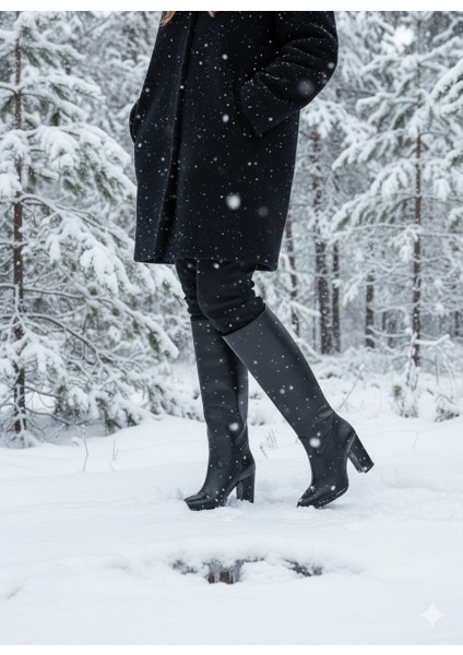 Hakiki Deri Kadın Çizme - Kalın Topuk 25HSY1976