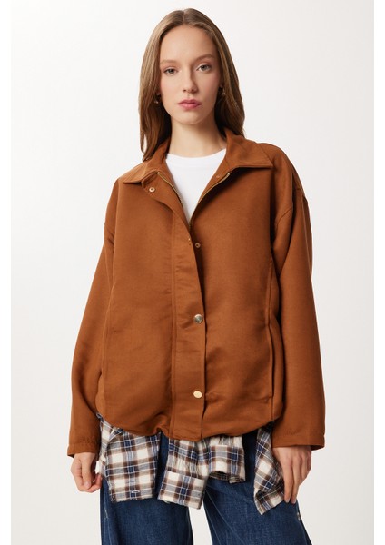 Oversize Suni Süet Bomber Ceket LAN0081 Taba fırsatları