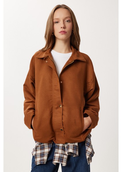 Oversize Suni Süet Bomber Ceket LAN0081 Taba indirimleri