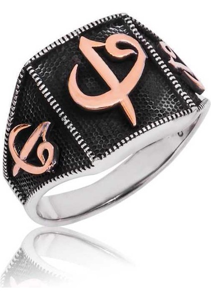 Gümüş Elif Vav Erkek Yüzük - 29