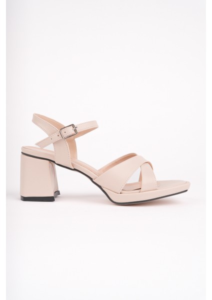 BA04590 Ten Kadın Çapraz Kare Burun Platform 6 cm Topuklu Ayakkabı - 40 fırsatları