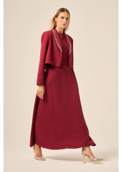 Kadın Ceket Elbise Takım Bordo 31210 modelleri