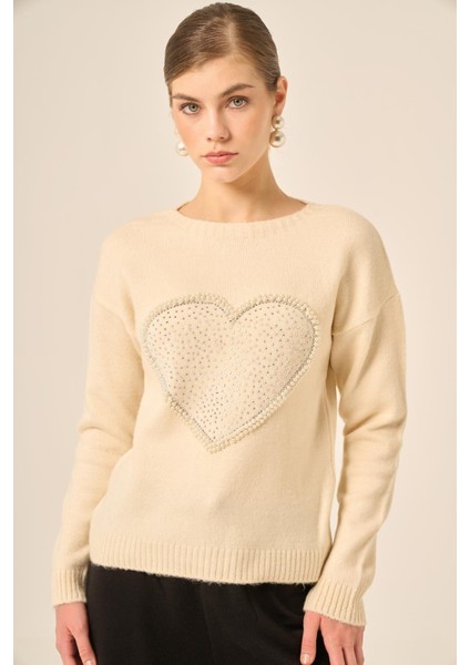 Kadın Kalp Detay Şardon Kazak Taş 25214 fiyatları