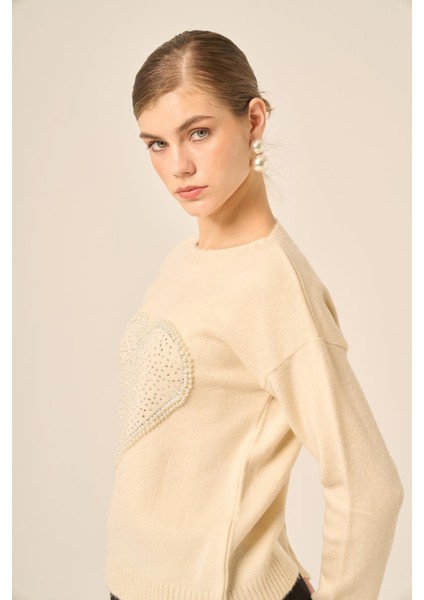 Kadın Kalp Detay Şardon Kazak Taş 25214 modelleri