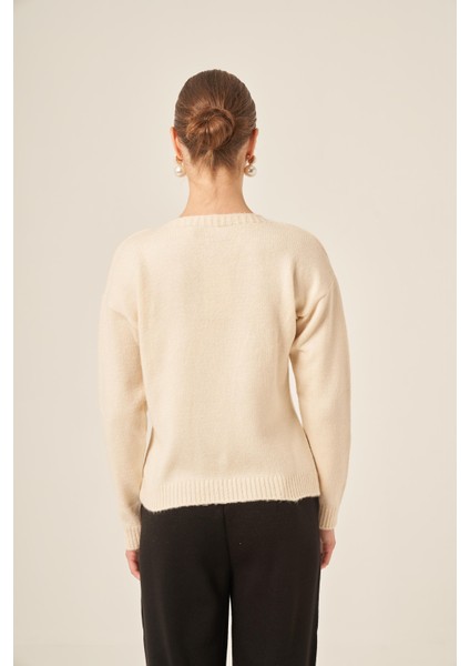 Kadın Kalp Detay Şardon Kazak Taş 25214