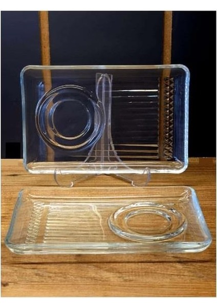 54901 Elysia 2'li Cam Sunumluklu Çay Tabağı