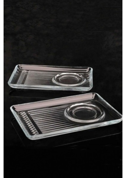 54901 Elysia 2'li Cam Sunumluklu Çay Tabağı modelleri