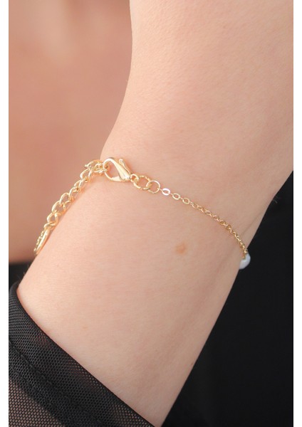 Gold Renk İnci Boncuk Model Kadın Bileklik fiyatları