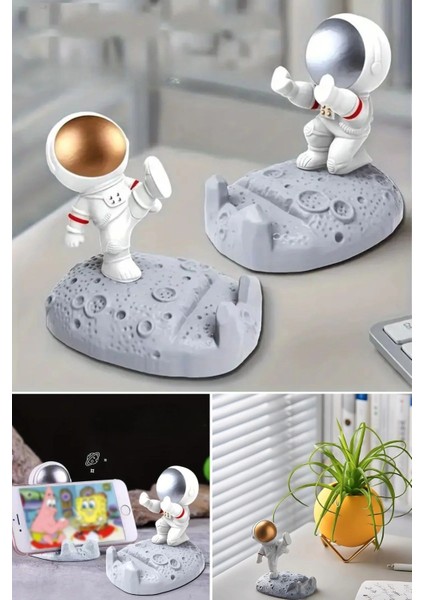 Mini Astronot Model Telefon ve Tablet Tutucu Standı