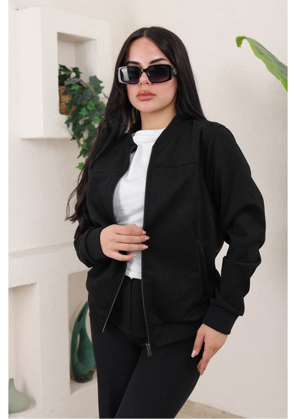 Kadın Relax Fit Bomber Ceket Suni Deri Slim Fit Model ile Şık ve Rahat Günlük Kullanım