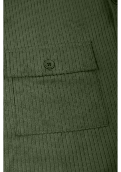 Yeşil Cepli Likralı Kadife Kumaş Rahat Kesim Erkek Gömlek – Yumuşak Dokulu, Şık Tasarım Gömlek 2600759 indirimleri