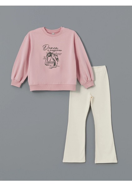 Lcw Kids Pembe Bisiklet Yaka Kız Çocuk Sweatshirt ve Tayt modelleri